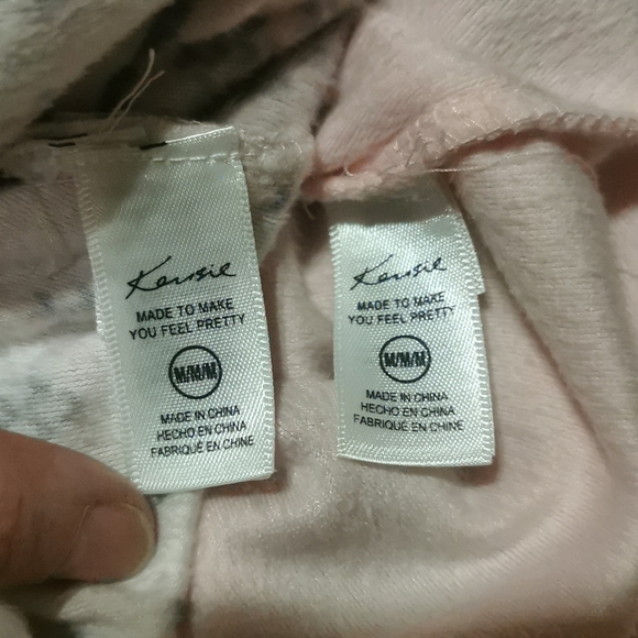 Kensie Medium PJ Set Long sleeved top pant bottoms Pink Grey Gray Pajama Pajamas - Picture 3 of 16